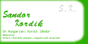 sandor kordik business card